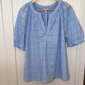 Crown & Ivy Light Blue Eyelet Blouse